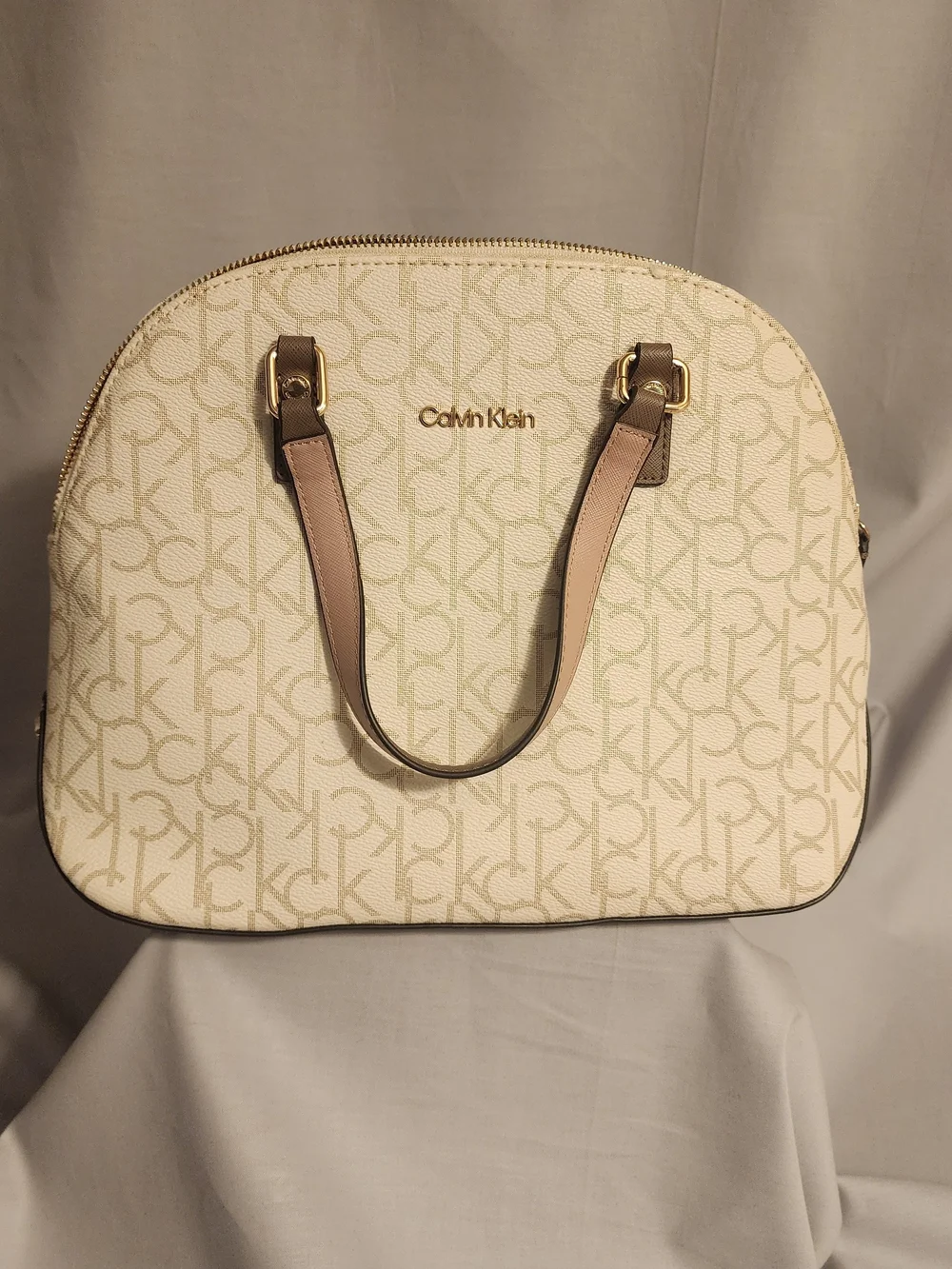 Calvin Klein Cream Logo Dome Satchel
